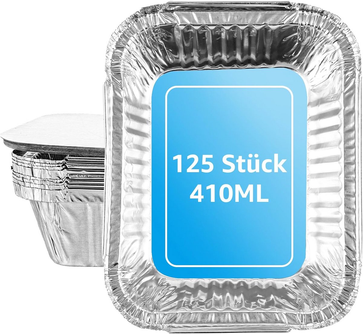 Set van 125 Aluminium Schalen met Deksel voor Bakken en Braden 410 ml