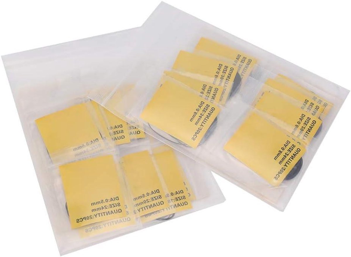 O-ringenset voor Horloge, Reserveonderdelen voor Achterkant Horloge, Rubberen Afdichtingen, Geschikt voor Sport Horloges, 16-34 mm, 0,5 mm + 0,6 mm, Zwart - Duurzaam - Reparatieset