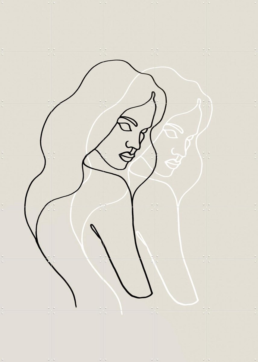 IXXI Irma, Julia Hariri - 100 x 140 cm - Gratis ophangtool - Grote wanddecoratie en posters - Line art, Grafisch Ontwerp, Illustraties, Portretten