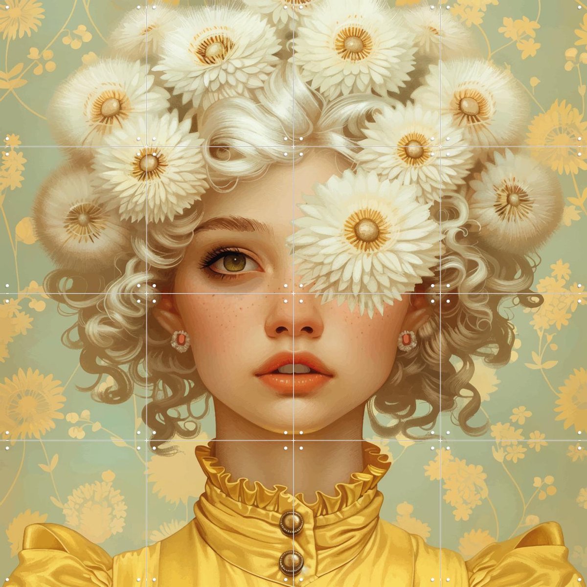 IXXI Transient beauty, Mirjam Duizendstra - 80 x 80 cm - Gratis ophangtool - Grote wanddecoratie en posters Woonkamer, Bloemen, Portretten
