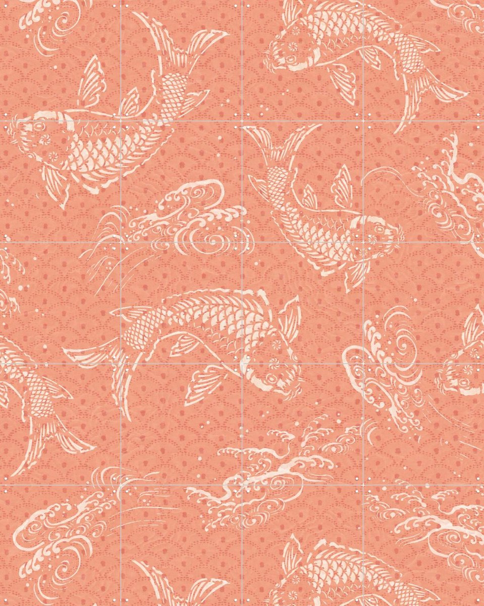 IXXI Peach Fuzz Koi Fish, Bloomery Decor - 80 x 100 cm - Gratis ophangtool - Grote wanddecoratie en posters - Kleurrijk,