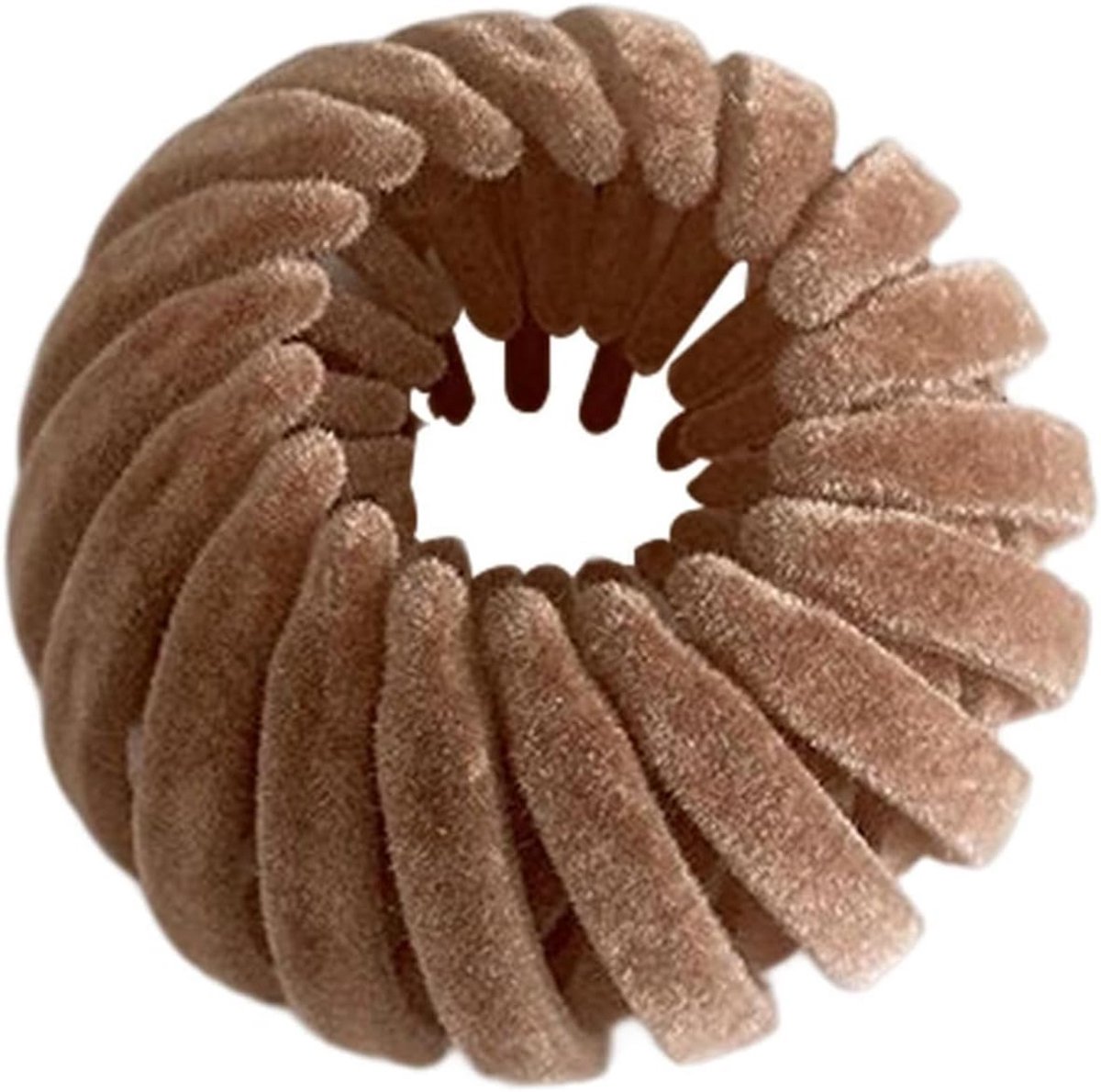 Bruine fluwelen haarclips met drie rijen voor paardenstaart en knot