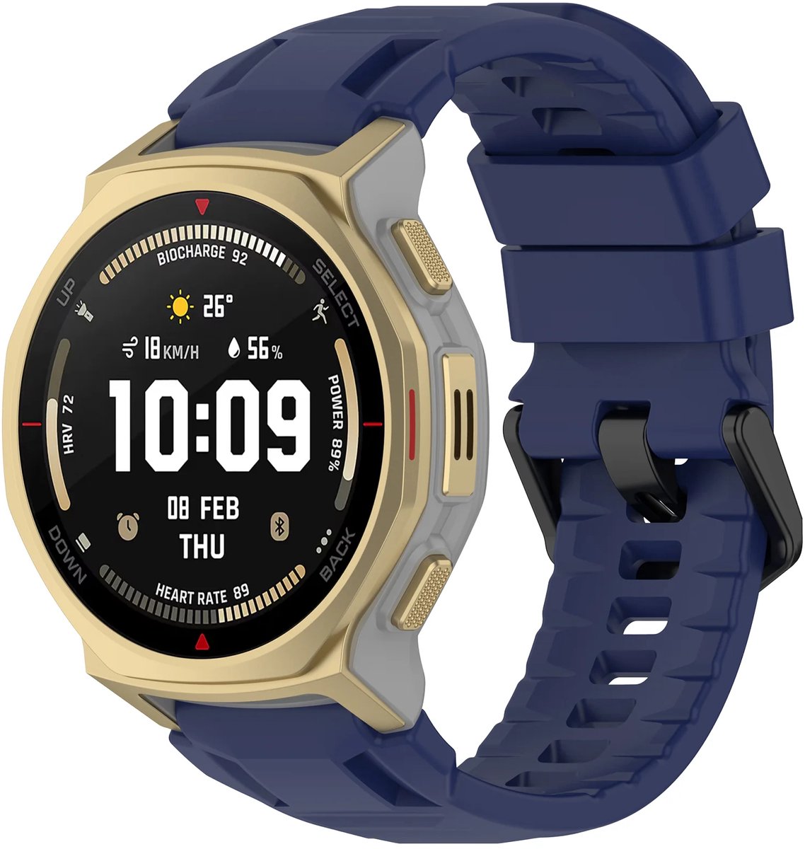 Strap-it Siliconen bandje geschikt voor Amazfit T-Rex 3 Pro - Donkerblauw