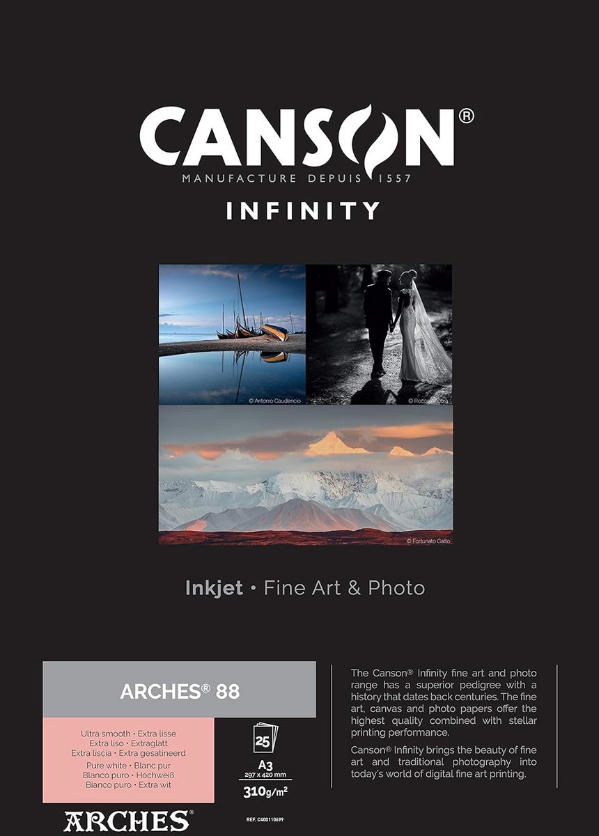 Fotopapier A3 310g 25 Vellen - 100% Katoen, Natuurlijk Wit, Zonder OBA voor Inkjet