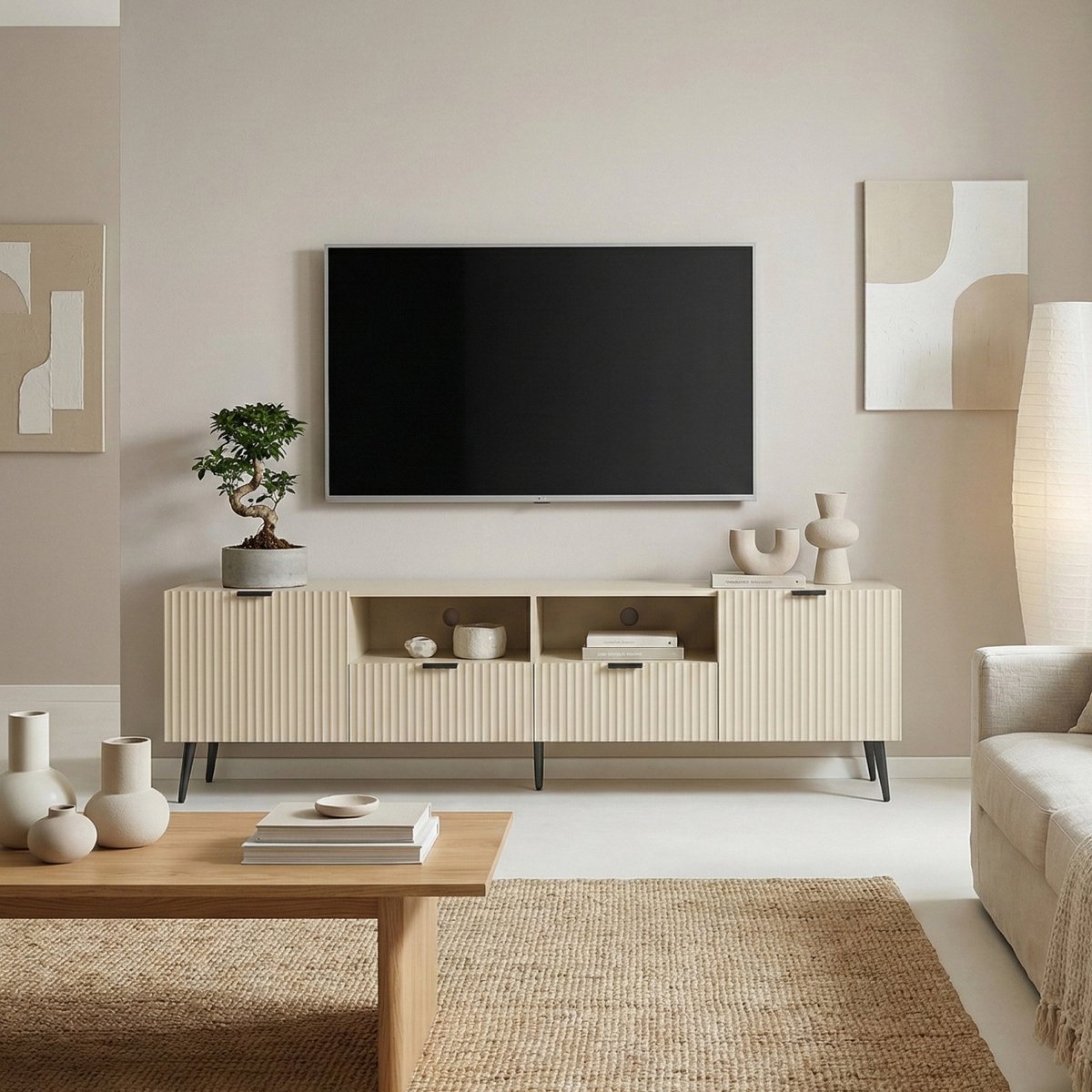 Tv-meubel Nand 180x40x51 cm havermout [en.casa]