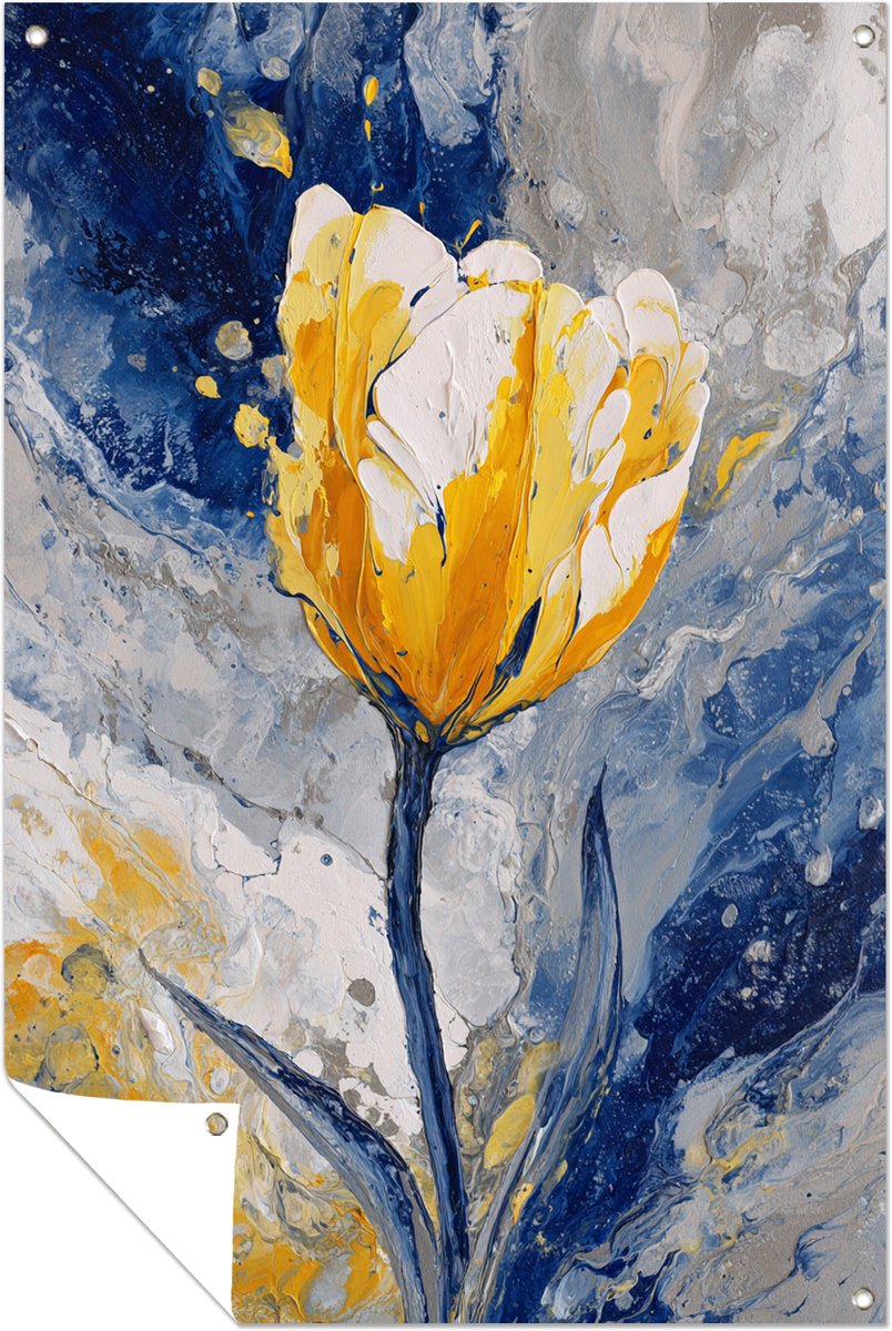 Tulp in impasto - Buiten - Schutting decoratie - Tuinposter - 100x150 cm