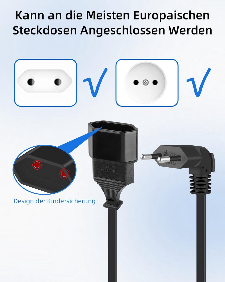 Verlengkabel met Schakelaar en 90 Graden Eurostekker - Zwart