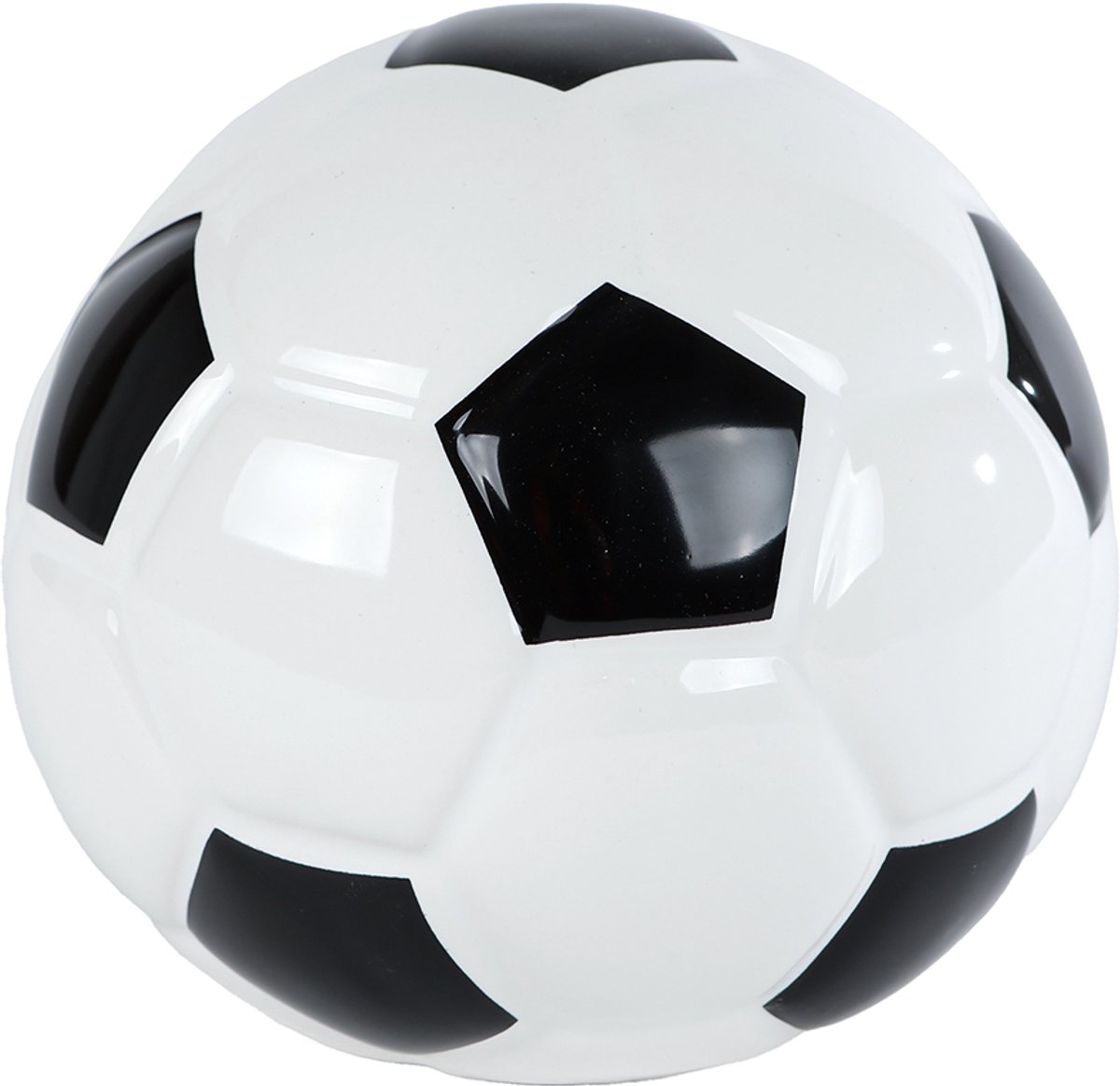 Van Manen spaarpot voetbal zwart-wit aardewerk 12x12x10cm kinderspeelgoed.
