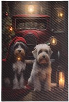 Toile de Noël chiens LED 38x58cm