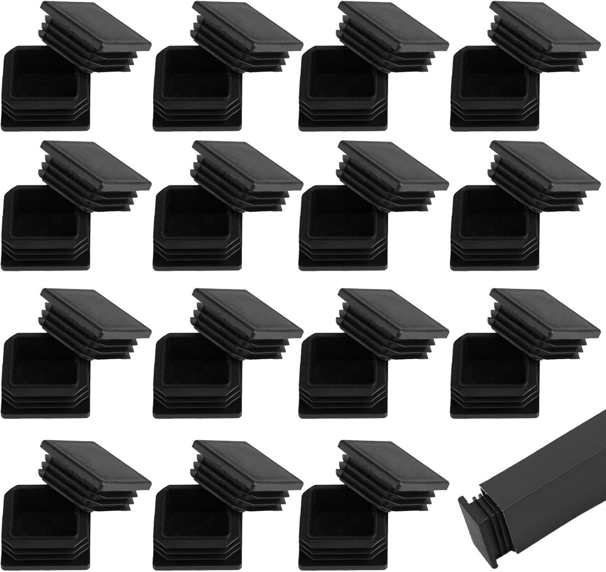 30x Vierkante Buisdoppen Zwart: 30x30 mm Kunststof Eindstoppen voor Poten en Profielen