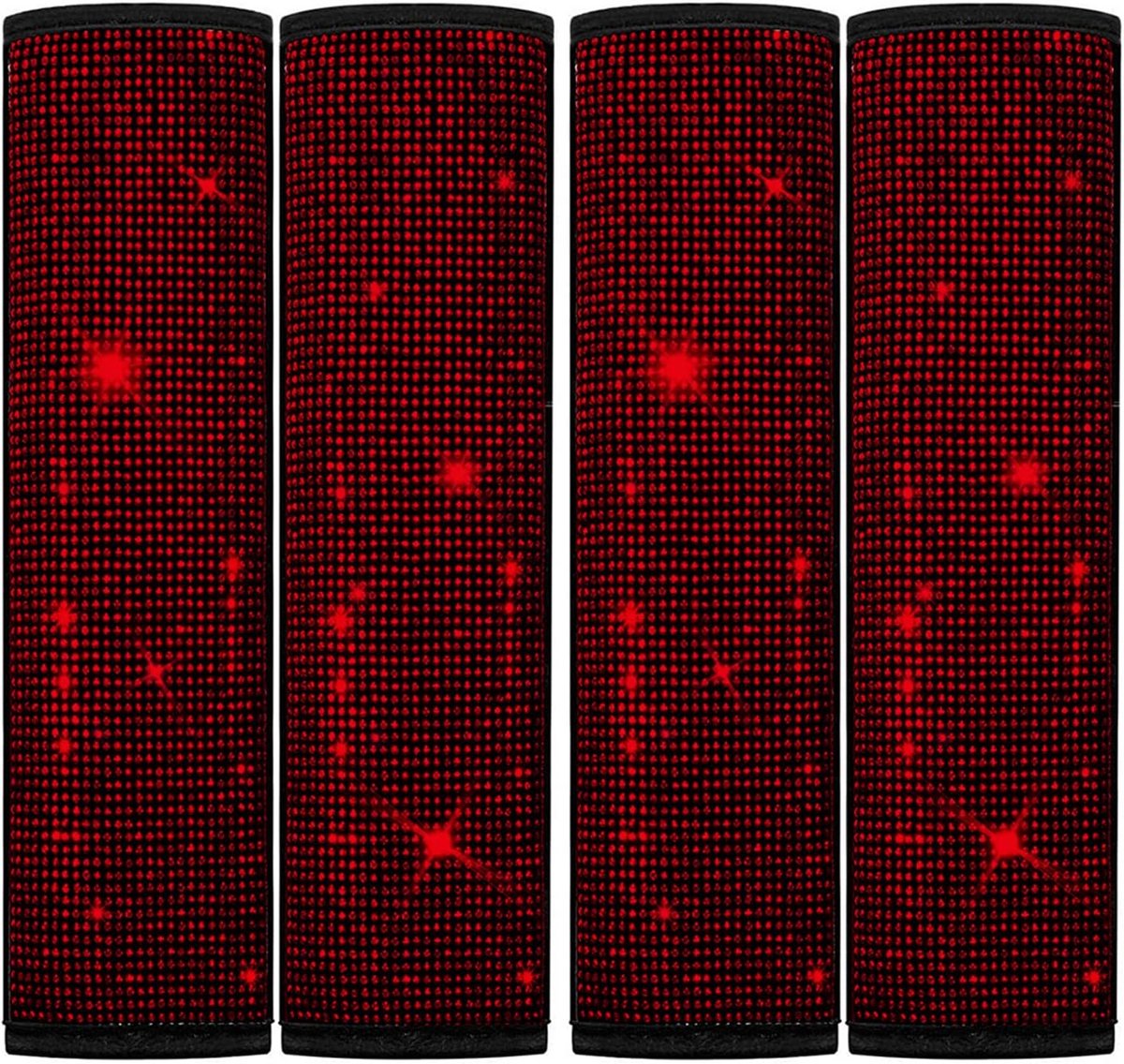 4x Luxe Glitter Veiligheidsgordel Kussens - Comfortabele en Stijlvolle Auto Gordelhoes voor Dames (Rood)