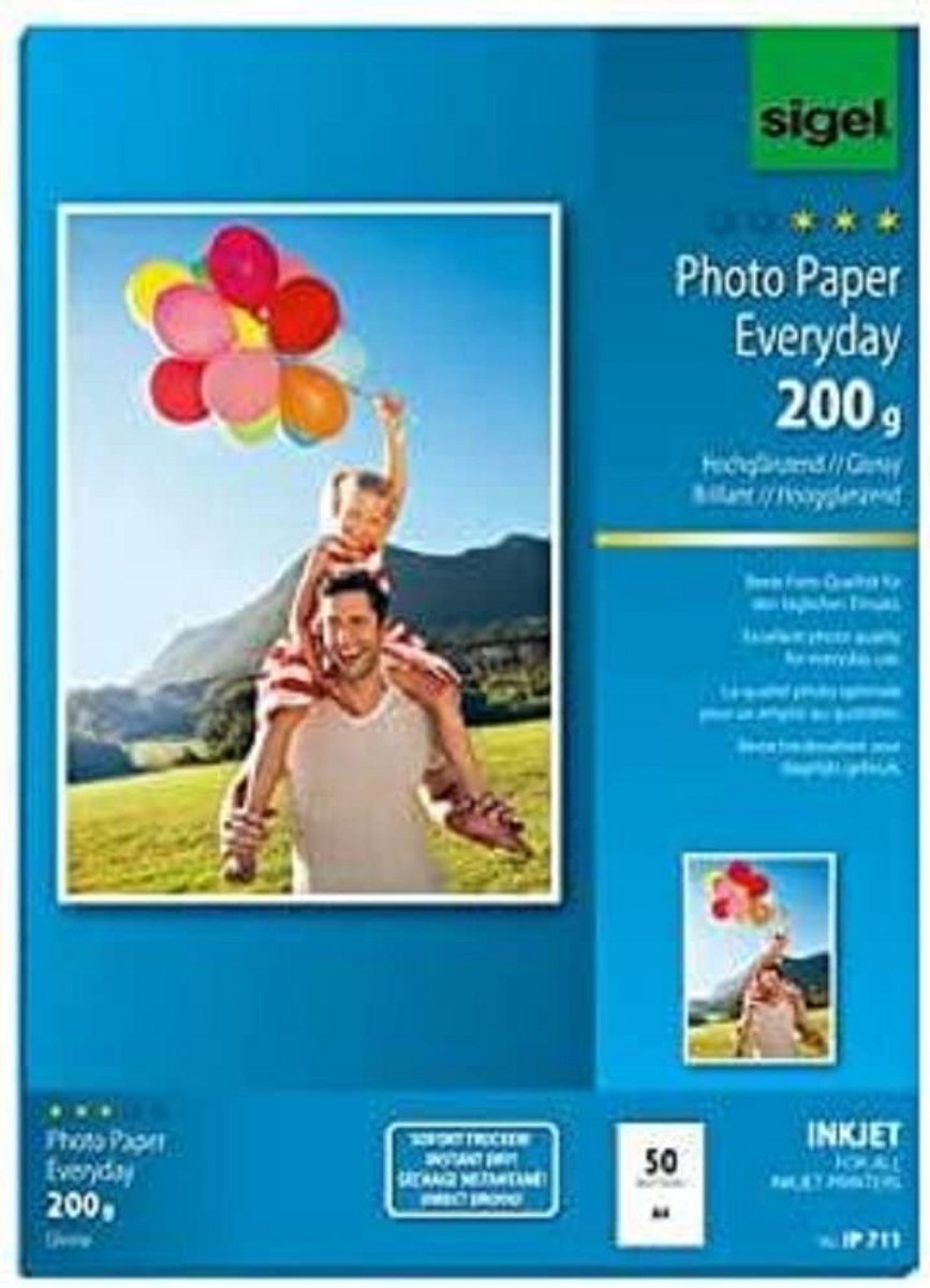Fotopapier A4 Hoogglans Wit 200g - 50 Vellen Inkjet Printer Papieren