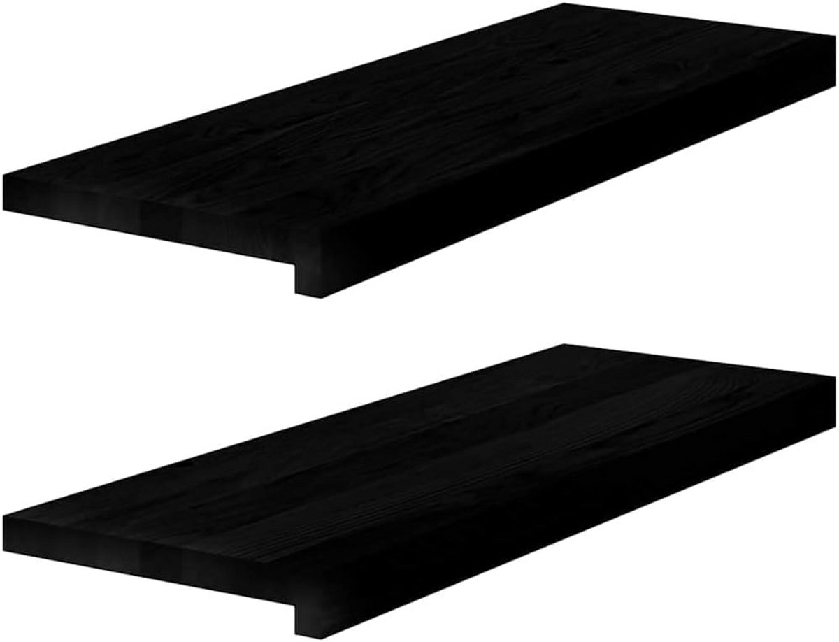 Set van 2 Massief Eiken Vensterbanken 70x30 cm Donkerbruin Houten Binnendorpel