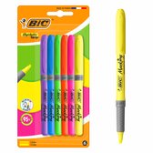 BIC Highlighter Grip Neon - 6 Stuks - Fluorescerende Markeerstiften 95% Natuurlijk - 48u Zonder Dop