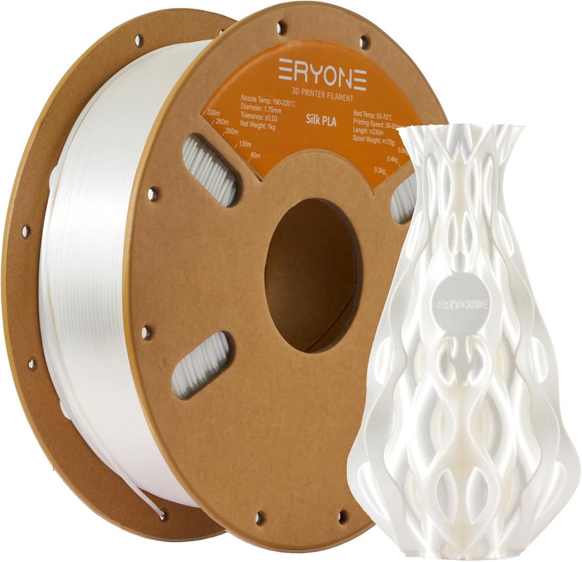 Zijde PLA Filament 1.75 mm voor 3D Printers - Hoge Precisie 1kg Spoel - Wit