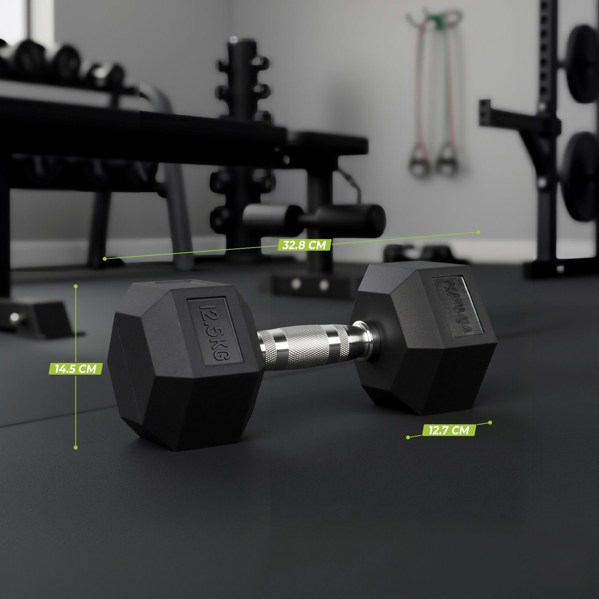 VirtuFit Hexa Dumbbell Pro - 12,5 kg - Hexagon Dumbbell - Duurzaam en Slijtvast - Krachttraining - Gewicht - CrossFit & Fitness - Geschikt voor Beginners en Professionals - Per Stuk Verkocht – foto 7
