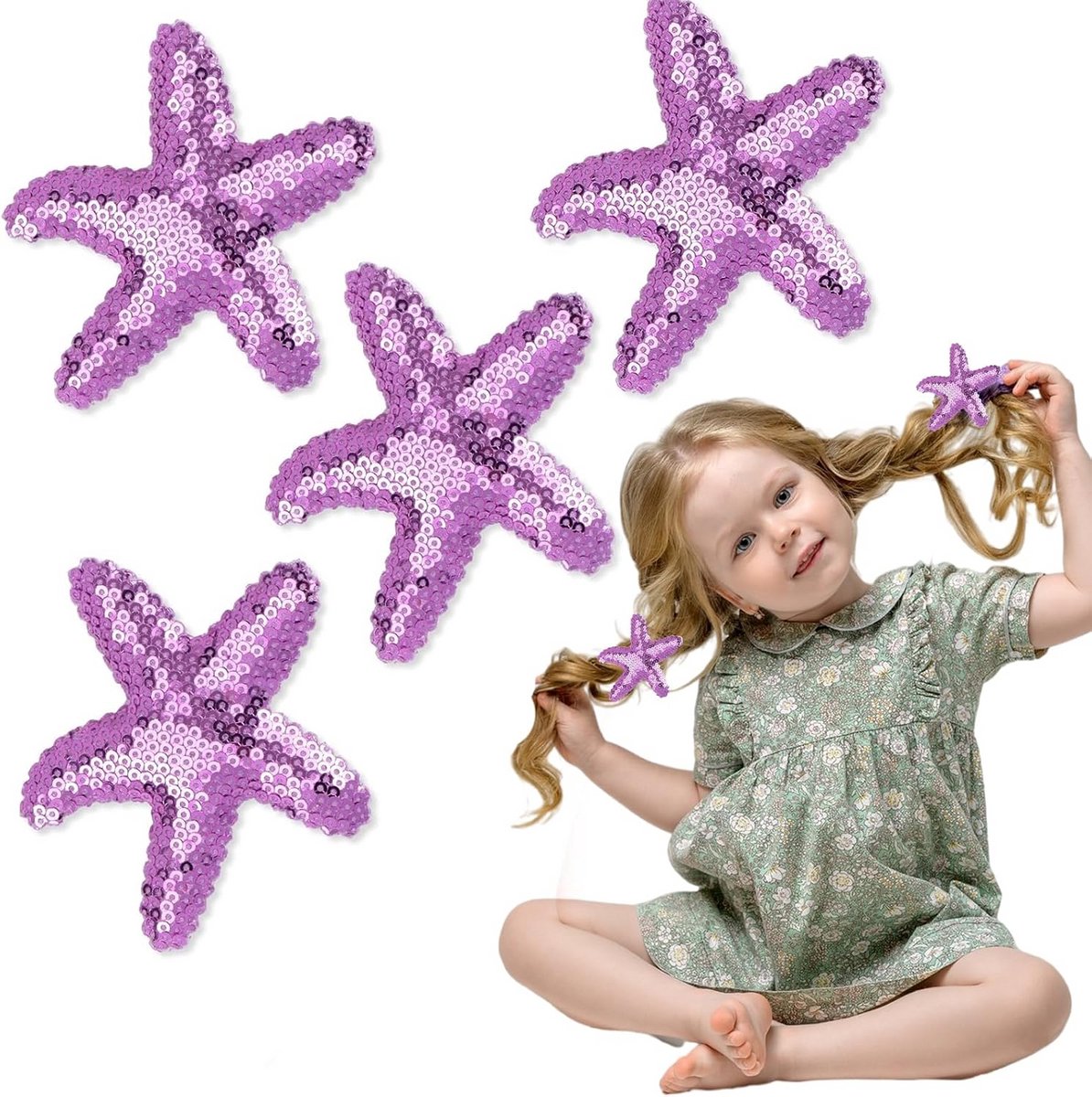 4 Stuks Zeepparels Haarspeldjes met Pailletten en Glitter