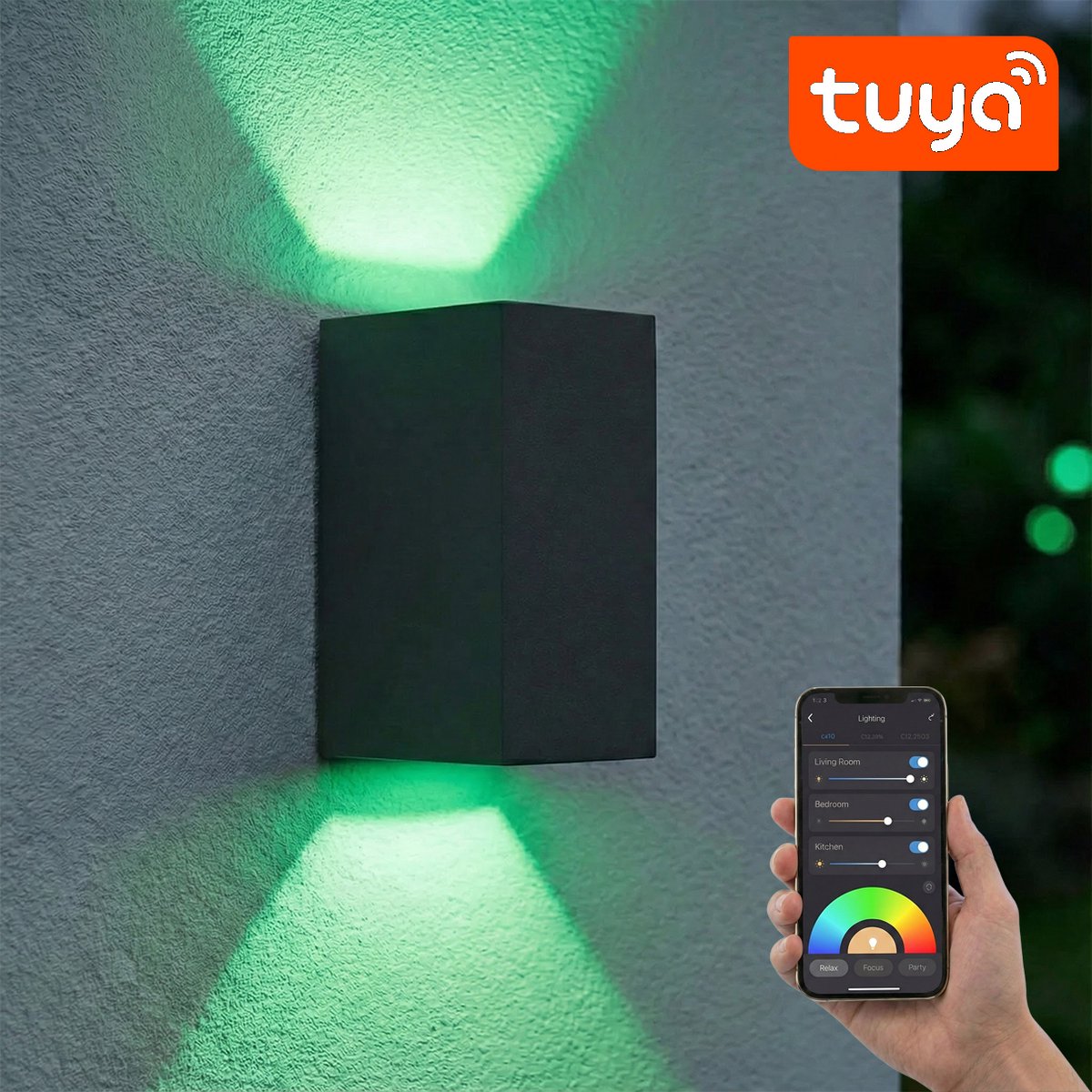 SMART LED Wandlamp | Tuya / WiFi | San Francisco | Incl. 2x lichtbronnen | Zwart