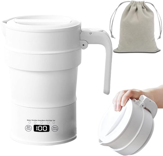 Aurixi® Waterkoker camping - Waterkoker klein - Waterkoker reis - WIt - 16cm x 12cm x 8cm