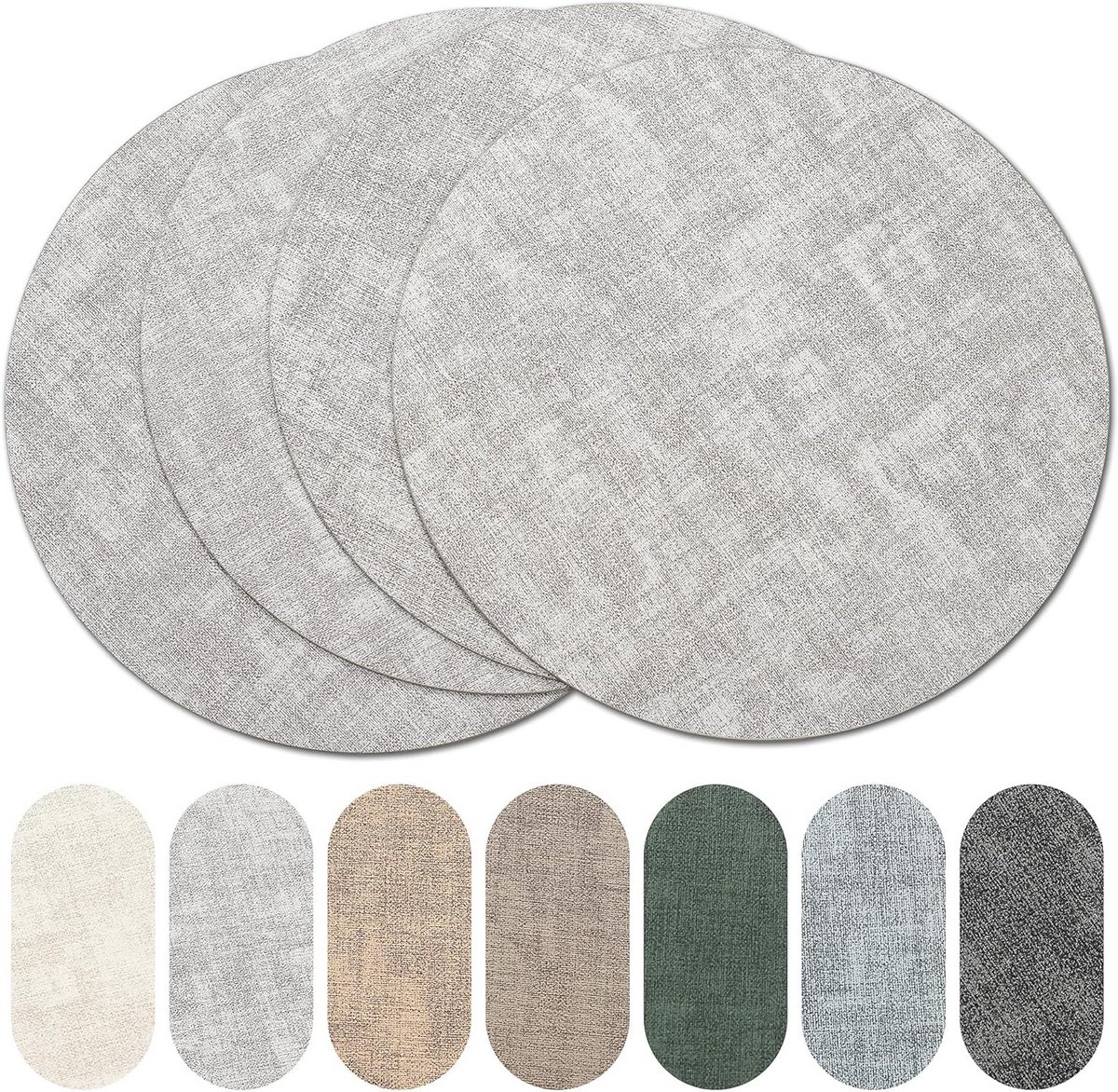 Set van 4 Ronde Placemats - Hittebestendige en Afveegbare Tafelmatten