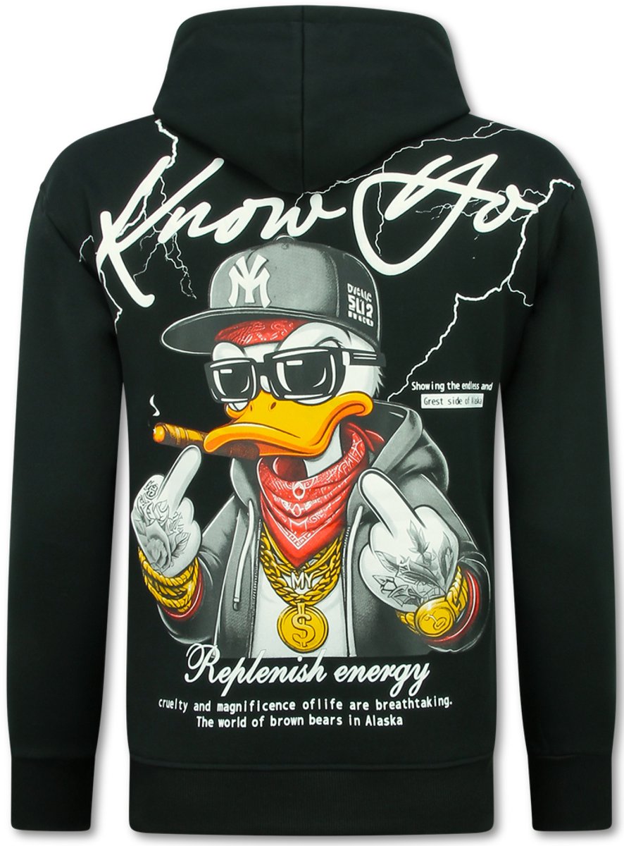 Oversized Hoodie Heren met Capuchon - Gangster - Dik Geweven - 5788 - Zwart