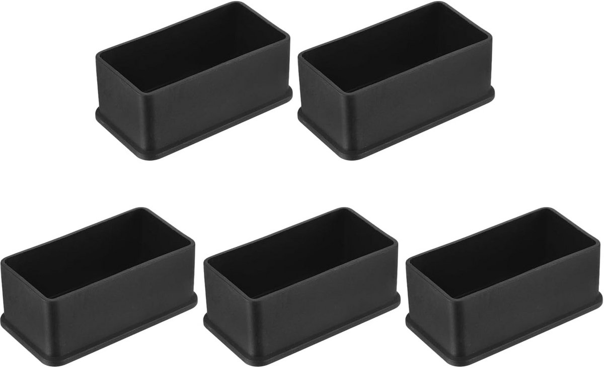 5x Vierkante Stoelpootbeschermers PVC Antislip Zwart voor Hardhouten Vloeren