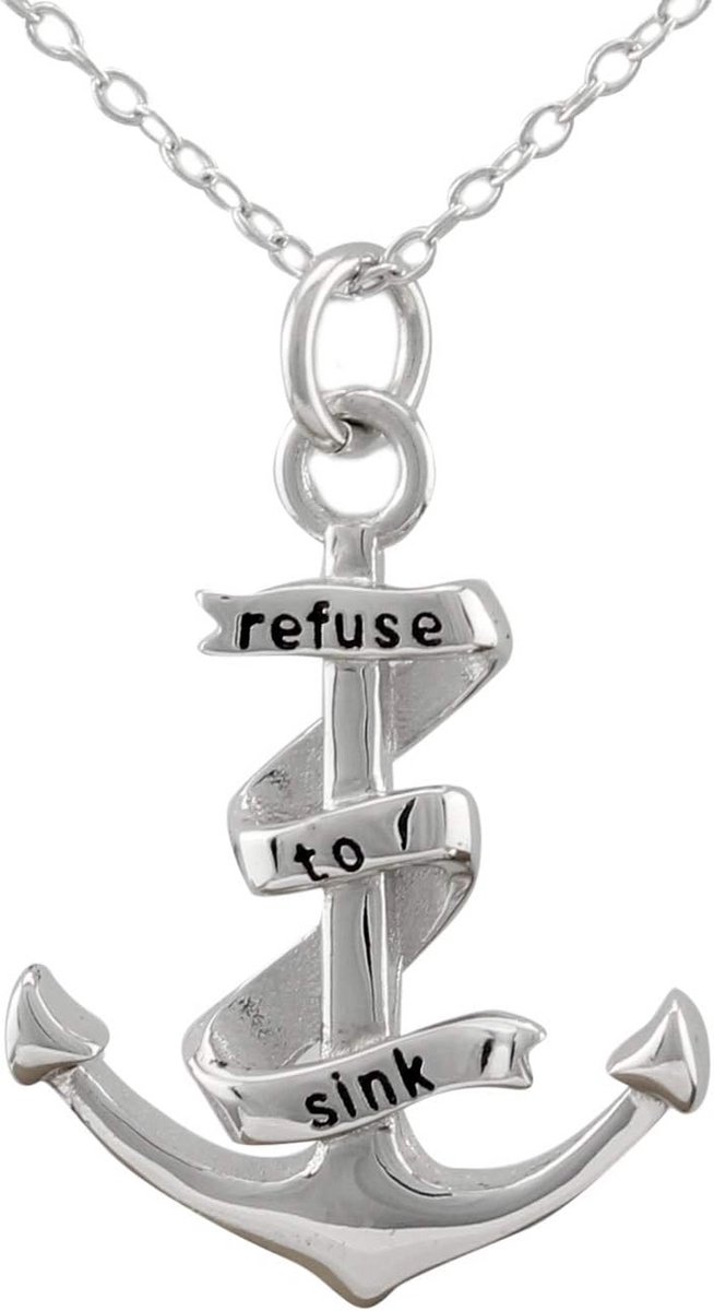 925 Sterling Zilver Anker Hanger Halsketting 'Refuse to Sink' Unisex