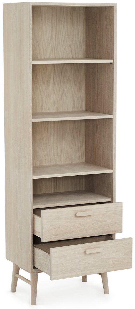 Boekenkast Naturel Eiken - 60x40x187cm - Boekenkast Porto