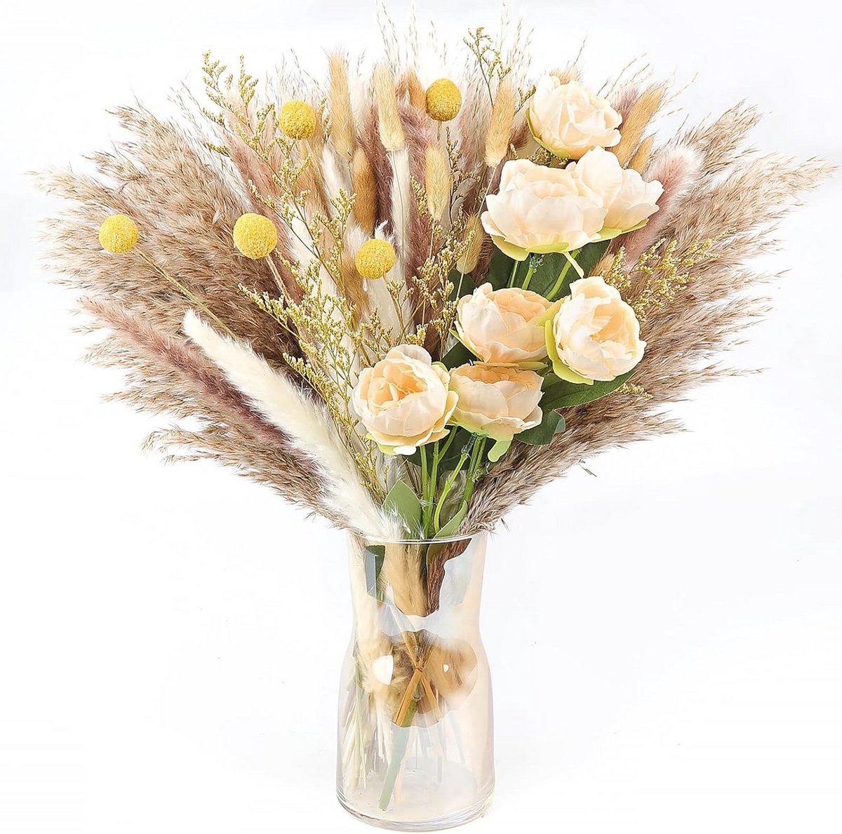 Groot Boeket Gedroogde Bloemen Mix - Pampasgras, Riet en Meer - Boho Woondecoratie