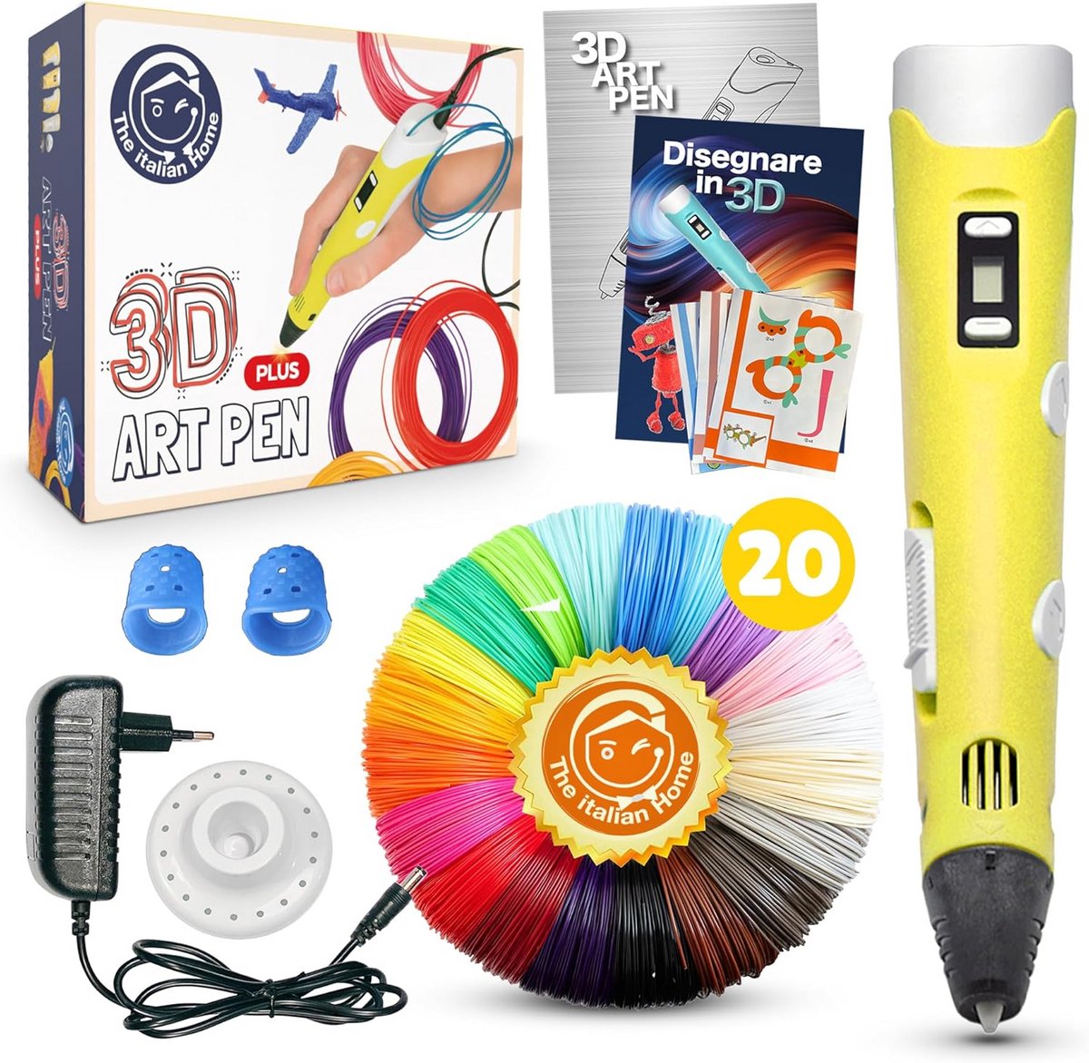 3D Tekenstift met 20 PLA Kleuren (Incl. 4 Fluorescerend) - 12V Inclusief Handleiding