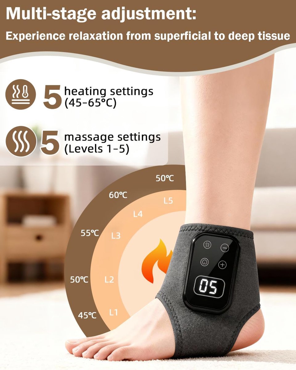 Draadloze Voetmassager met Warmtefunctie - Elektrische Voetmassage Apparaat met 3 Massagestanden en 5 Warmteniveaus - Voetwarmer voor Voetpijn Hielspoor en Plantaire Fasciitis - Verlicht Spierspanning — cadeau in Verzorging - foto 7