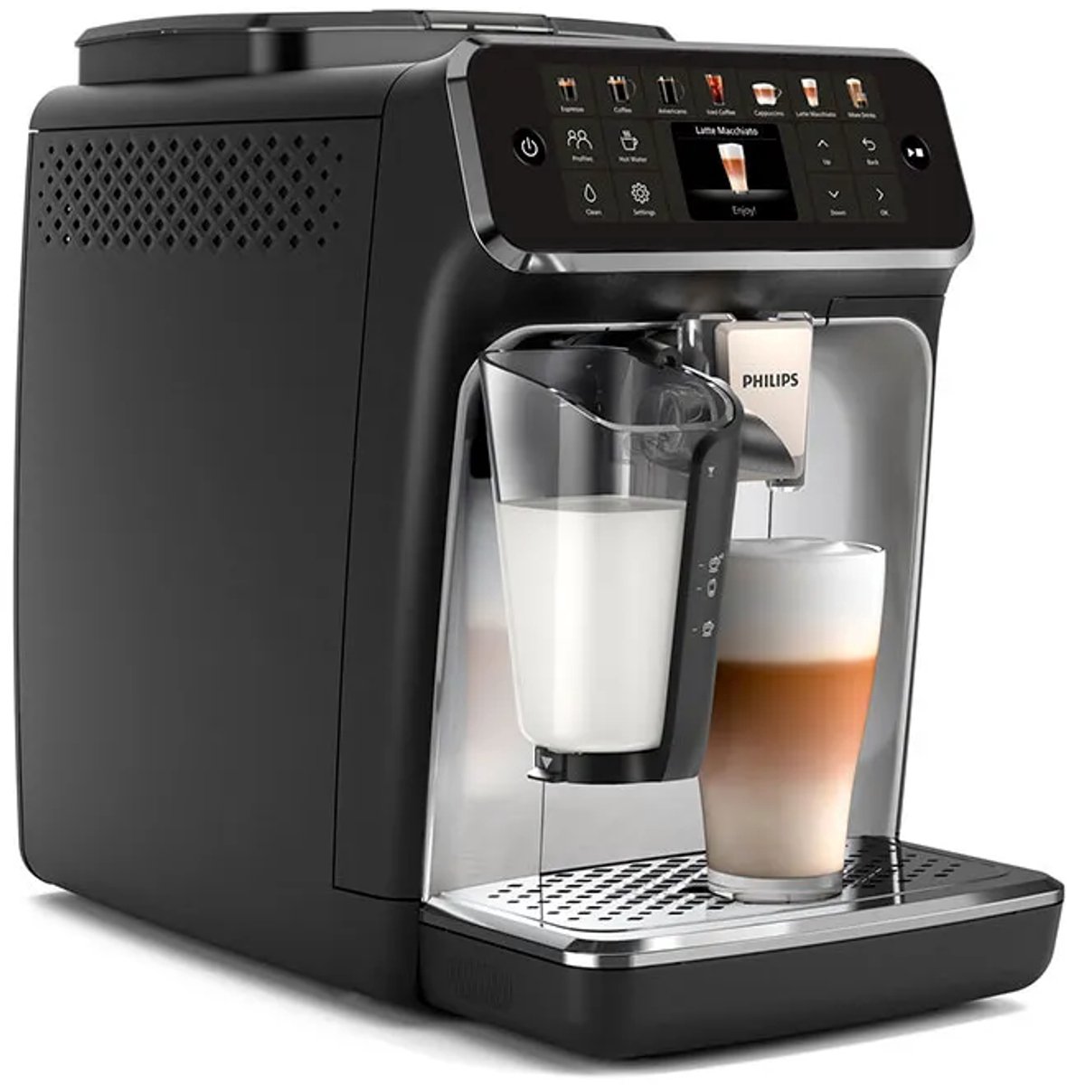 Philips 4400 Series - Espressomachine - 12 Warme & Koude Dranken - LatteGo Melksysteem - 40% Stiller - QuickStart - AquaClean Filter - Volautomatisch - Zwart & Zilver - Koffiemachine met bonen - EP4446/70 — afbeelding 4