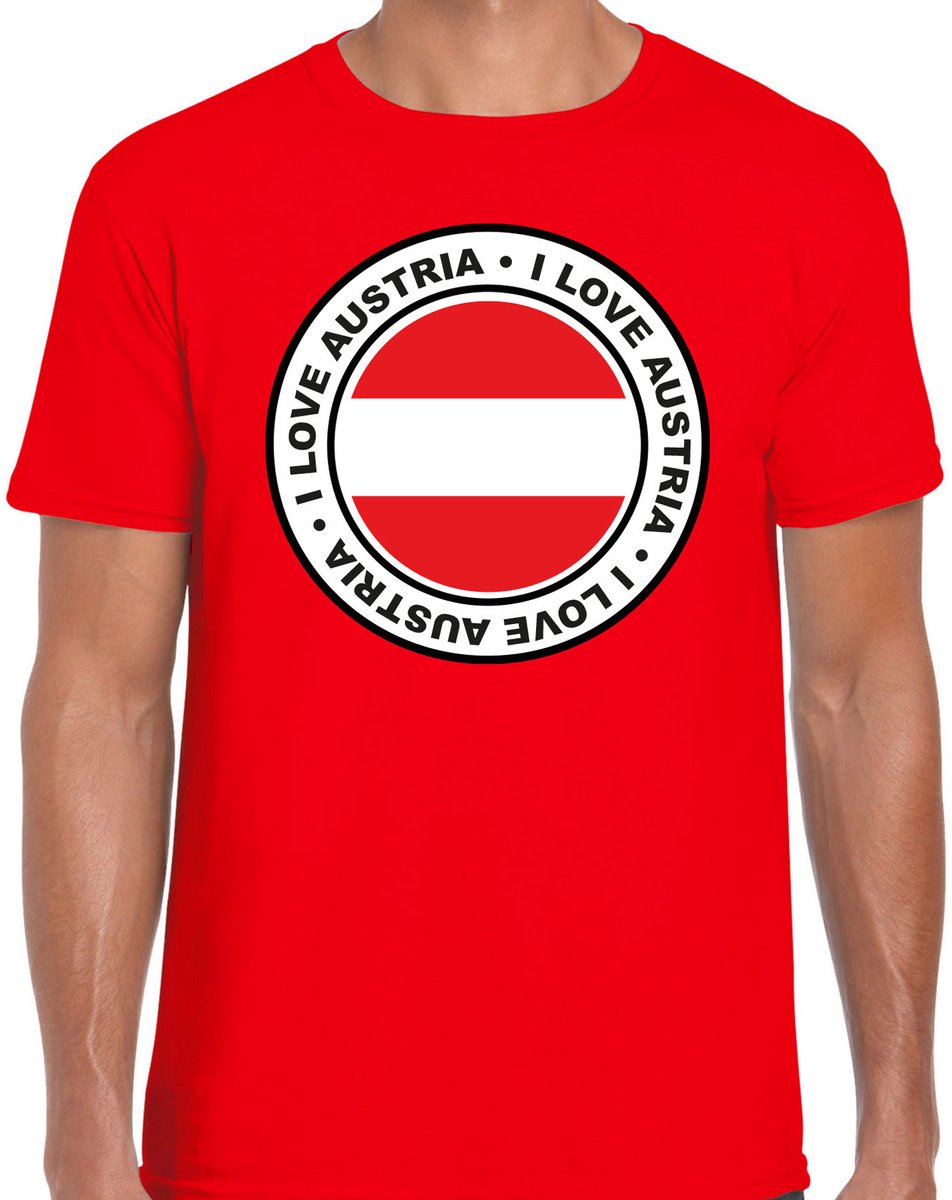 Bellatio Decorations Verkleed T-shirt voor heren - I love Oostenrijk - rood - voetbal supporter - themafeest S