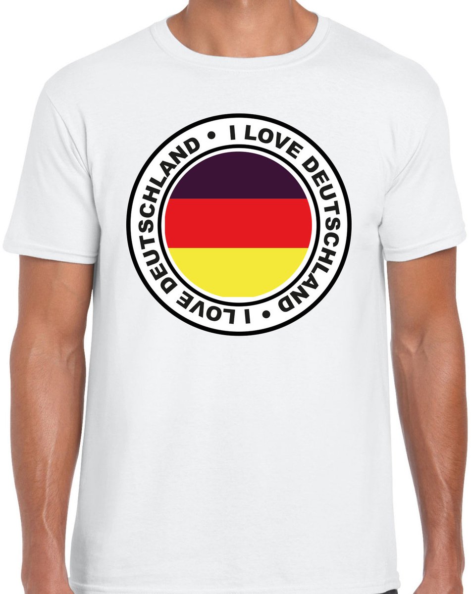 Bellatio Decorations Verkleed T-shirt voor heren - I Love Duitsland - wit - voetbal supporter - themafeest XXL
