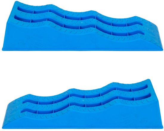 EveBase® Oprijblokken - Set van 2 - Voor Stabiel en Waterpas Positioneren - Profielgevormd Oppervlak - 3 Niveau's - Maximale Aslast van 5 ton - Geschikt voor Auto, Camper, Caravan, Aanhangwagen en Trailer van Evebase — afbeelding 2