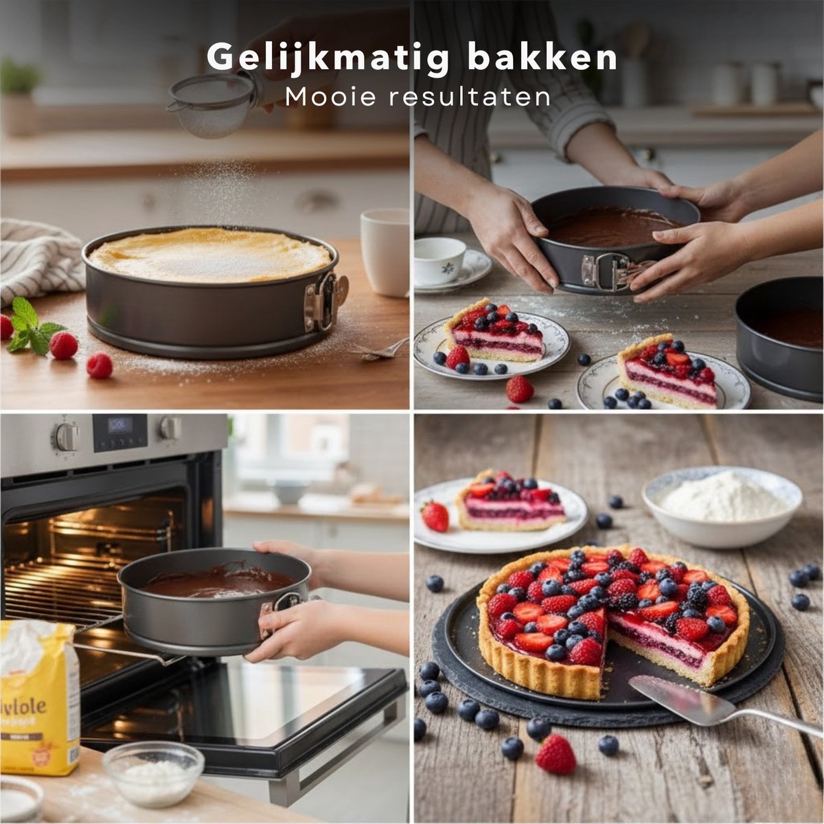Cheqo® Springvorm - Springvorm Bakvorm - Springvorm Taartvorm - Ronde Springvorm - Ronde Taartvorm - Taartvorm - Bakvorm Rond - Bakblik Rond - Cakevorm - Quichevorm - Springvorm Anti Aanbak - Zwarte Springvorm – foto 3