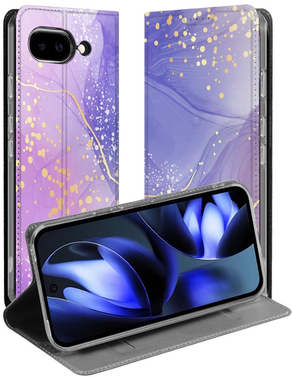 Standcase Hoesje voor Google Pixel 9a Bookcase Watercolor Paars