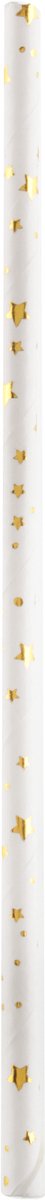 SANTEX - 20 Happy Birthday Metallic Rietjes Wit en Goud 19,2 x 0,6 cm Tafeldecoratie