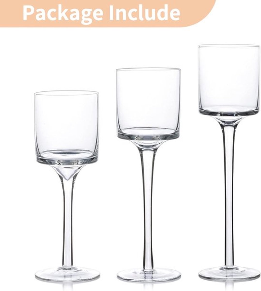Candala set van 3 elegante theelichtglas-kaarsenhouders, de tafel-middenstuk