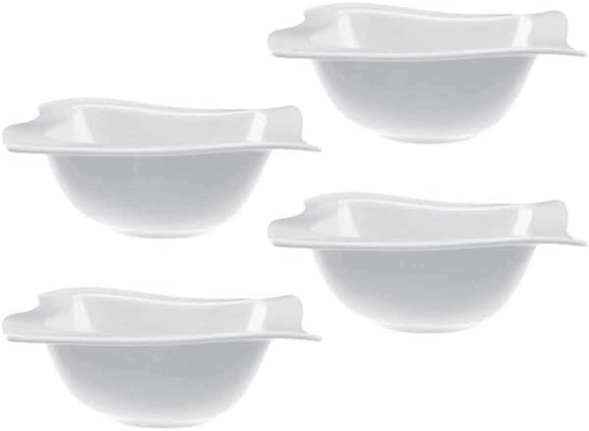 Set van 4 Moderne Witte Kommen Hoogwaardig Porselein