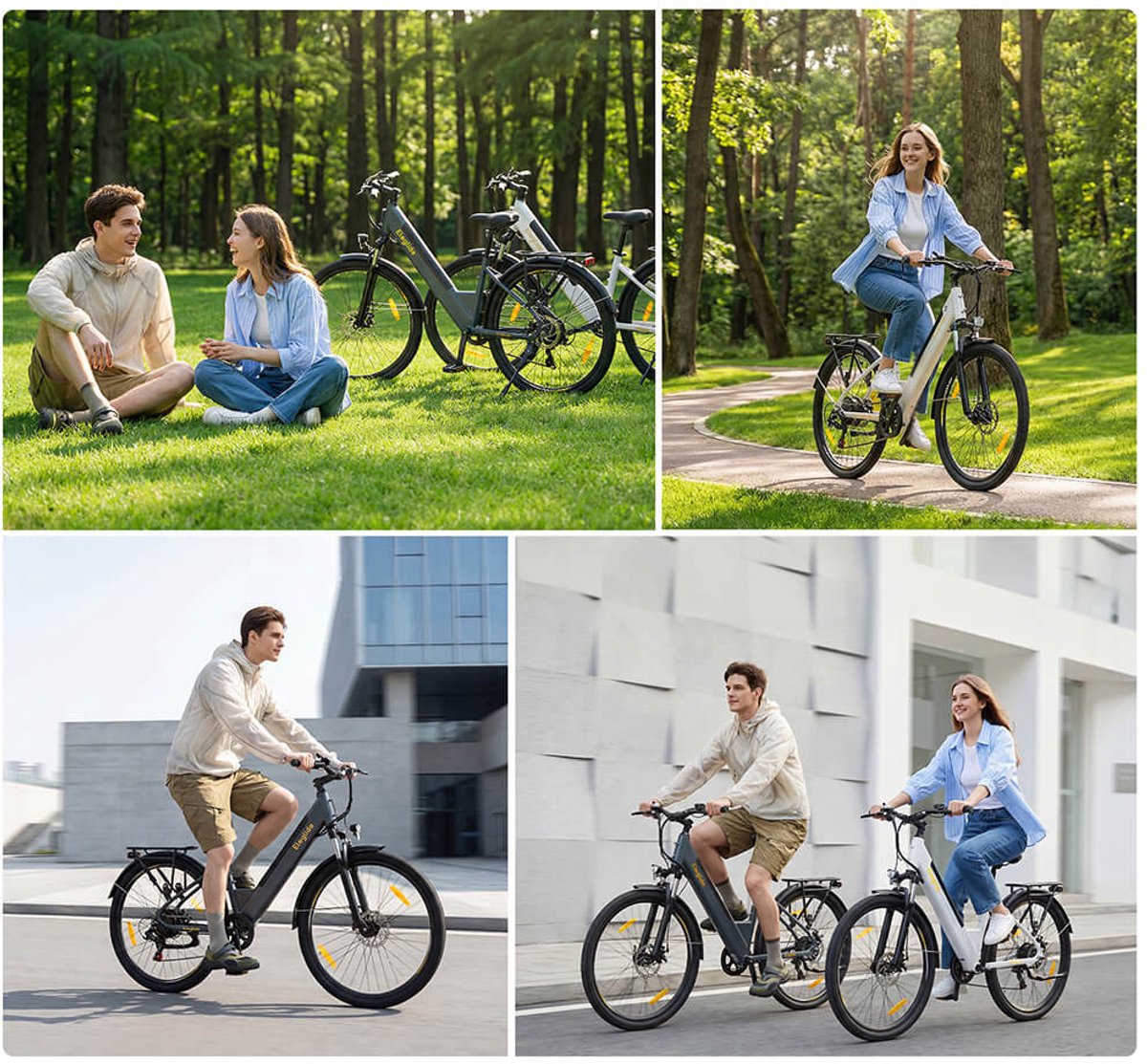 Eleglide T1 ST E-bike, 100km Bereik, 250W Motor, 45Nm, Shimano 7v, Demper met Sperre, Step-Thru, LCD, USB, Schijfremmen thumbnail 5