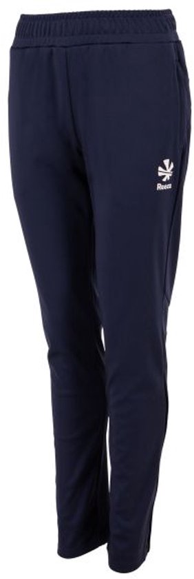 Donkerblauwe trainingsbroek met 'Reece' logo op de zijkant, profiel.