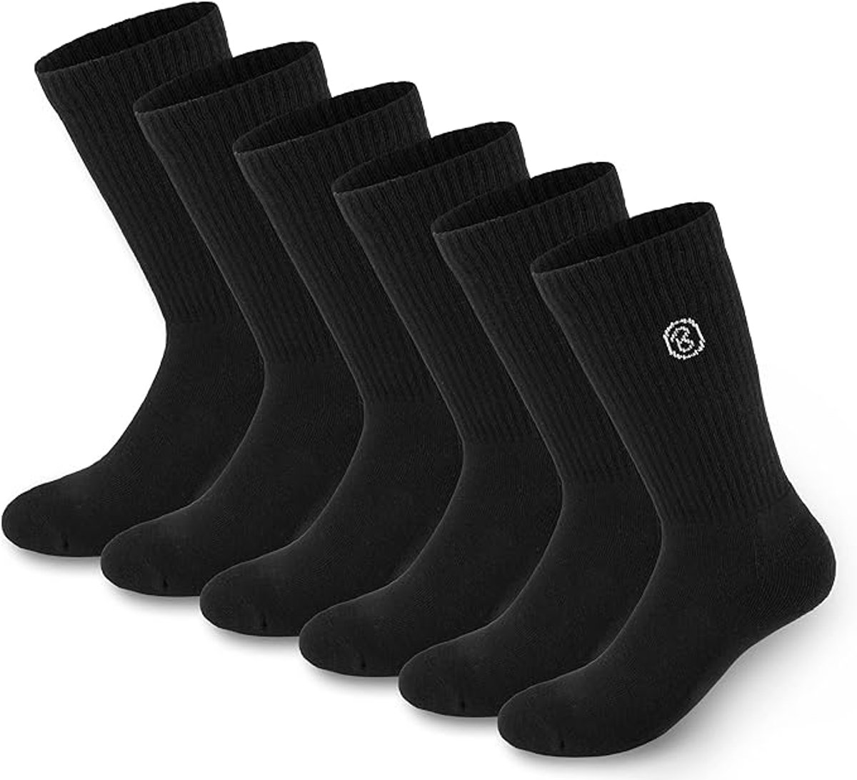 BRUBAKER 6 paar tennis- en sportsokken unisex retro ademend comfortabel - Zwart