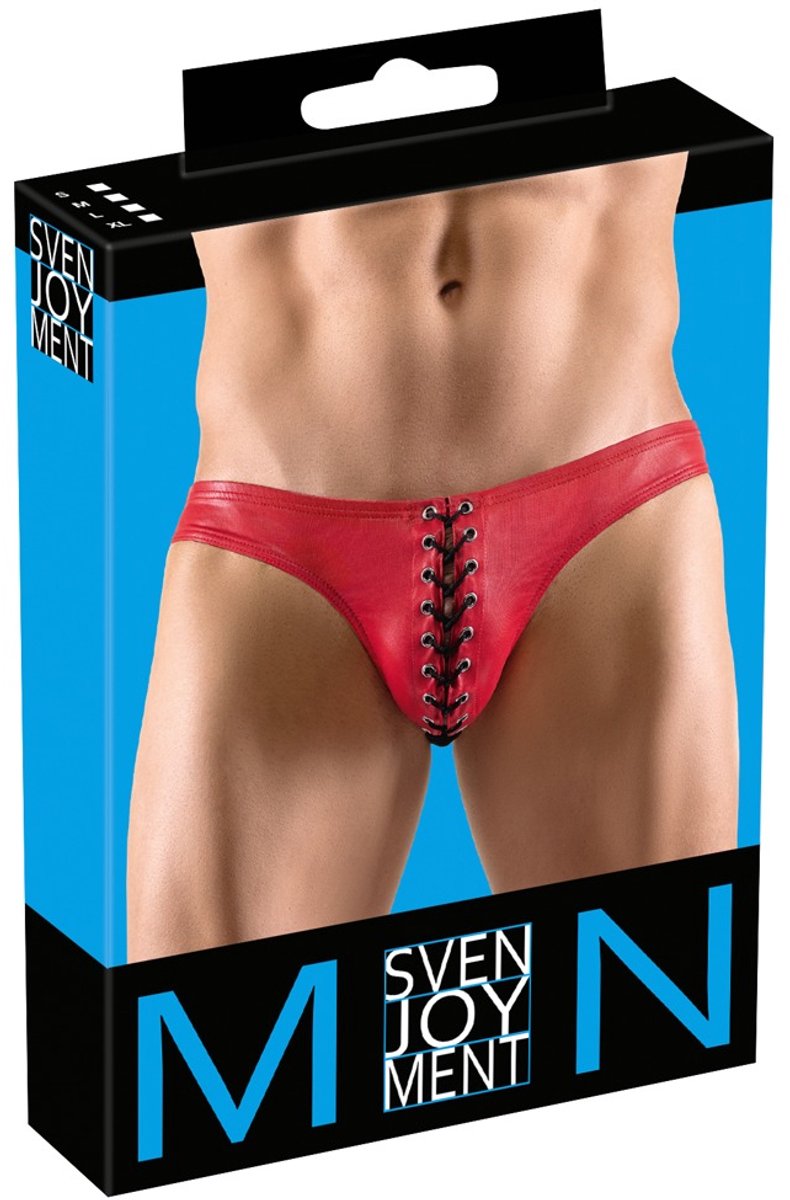 Rode Wetlook Rijgveter Mannen Slip