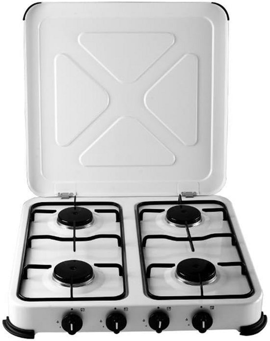 Campingkooktoestel - Gaskooktoestel Fornuis - Kamperen Koken - 4 Branders - 58x54x10 cm - Wit — afbeelding 2