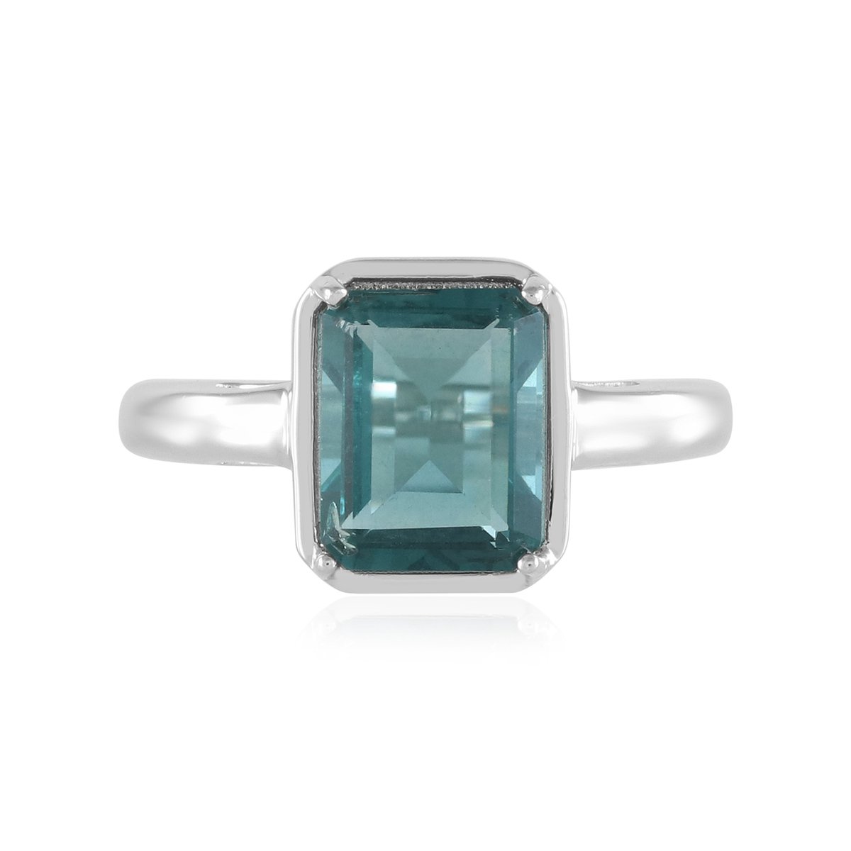 Cavill - Zilveren ring met petrolkleurige fluoriet 2,759 ct - 925 Sterling zilver - Geplatineerd - Achthoekig slijpsel - Elegante damesring