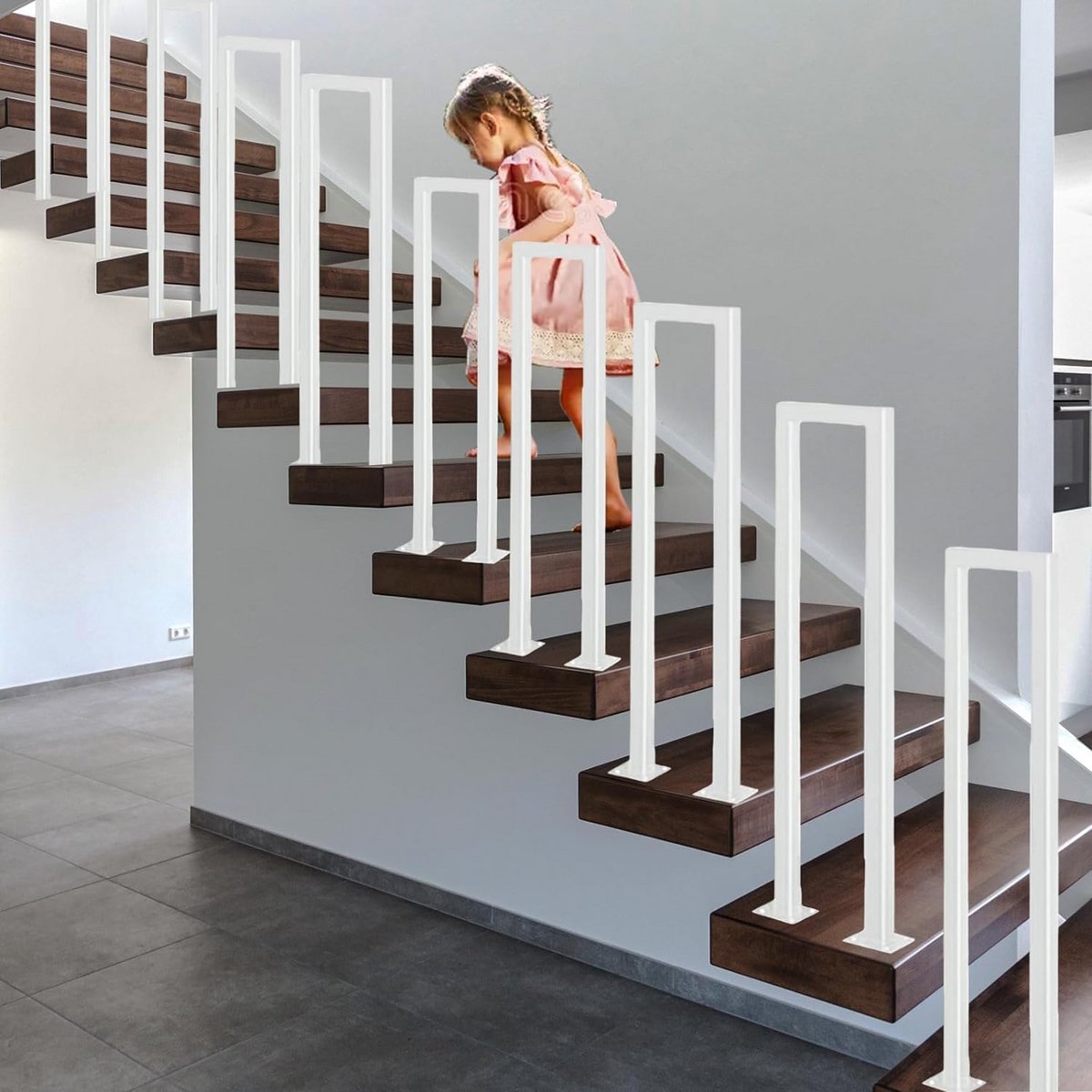 U-Vormige Trapleuning Zwart voor Binnen en Buiten (85 cm)