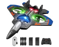 Nexar Bestuurbare Vliegtuig - Straaljager - RC Vliegtuig voor Kinderen - Afstandsbestuurbaar - met LED, 360° Flips & Verticaal opstijgen - Speelgoed Jongens