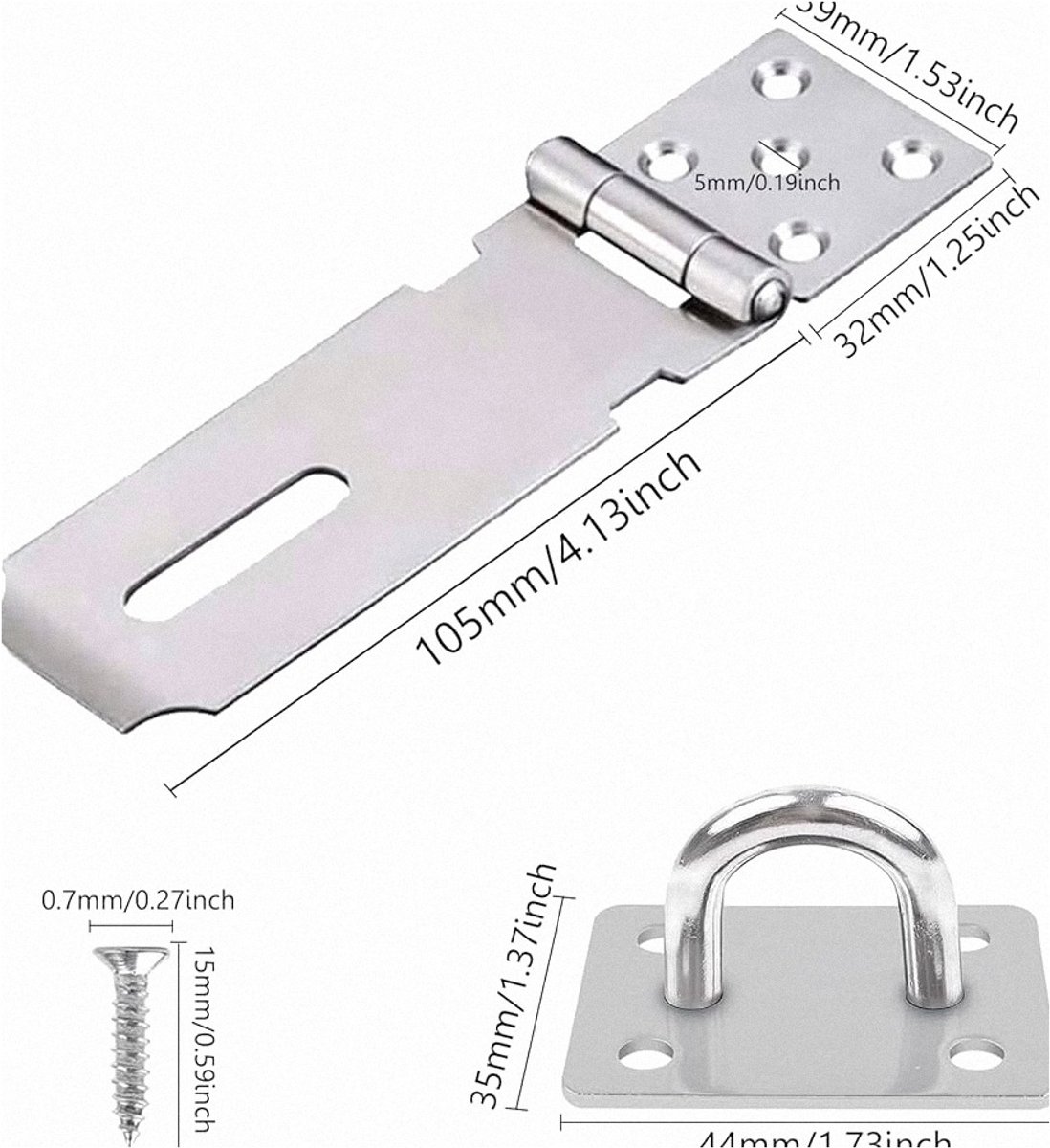 4 inch hangslot Hasp deurslot - roestvrij staal - zilver