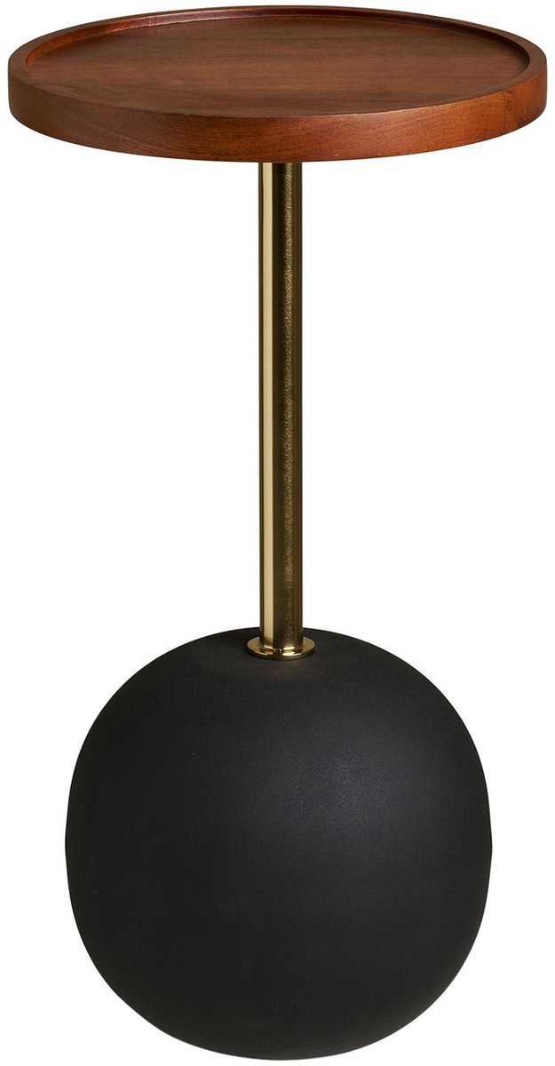 House Nordic Bijzettafel Sirone - Rond Donkerbruin/Zwart Hout - Ø30x56cm